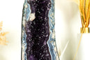Rare Banded Agate Geode Cathedral with Dark Purple Amethyst, Calcite and Landscaped Agate Drawings