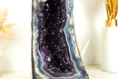 Rare Banded Agate Geode Cathedral with Dark Purple Amethyst, Calcite and Landscaped Agate Drawings