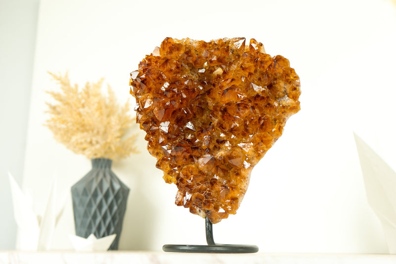 Raw Natural Madeira Citrine Cluster with AAA Red Orange Citrine Druzy
