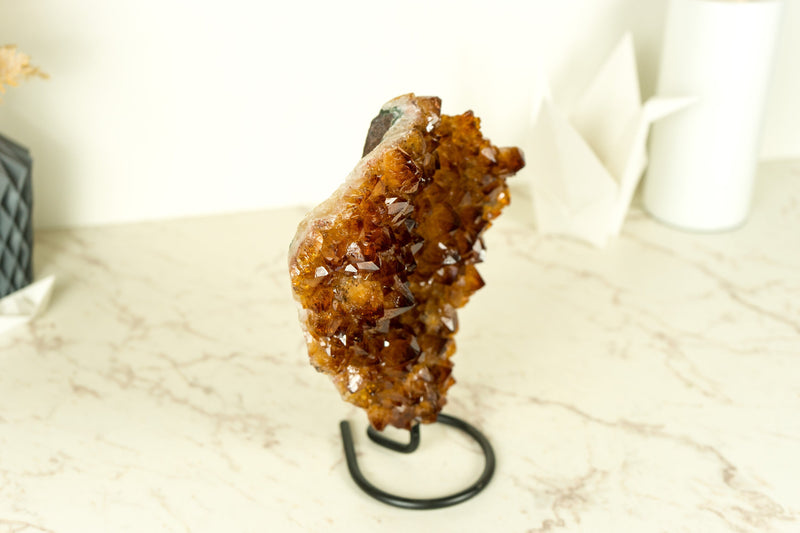 Raw Natural Madeira Citrine Cluster with AAA Red Orange Citrine Druzy