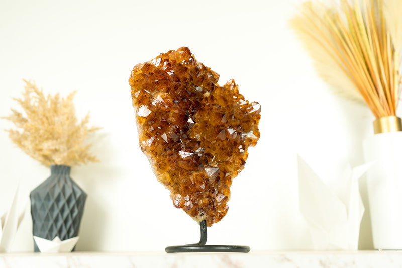 Raw Natural Madeira Citrine Cluster with AAA Red Orange Citrine Druzy
