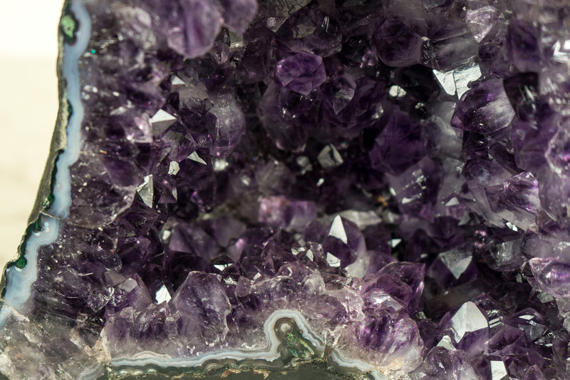 Rare Deep Purple Amethyst Geode with Landscape Agate