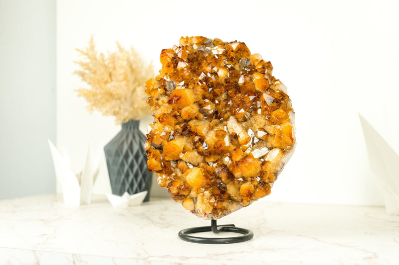 Gorgeous Golden Orange Citrine Cluster Formed as a Citrine Flower, 5.8 Kg - 12.7 lb - E2D Crystals & Minerals