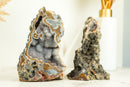 Rare Natural Crazy Lace Agate Geode with Colorful Laces and Galaxy Druzy, Soledade Agate