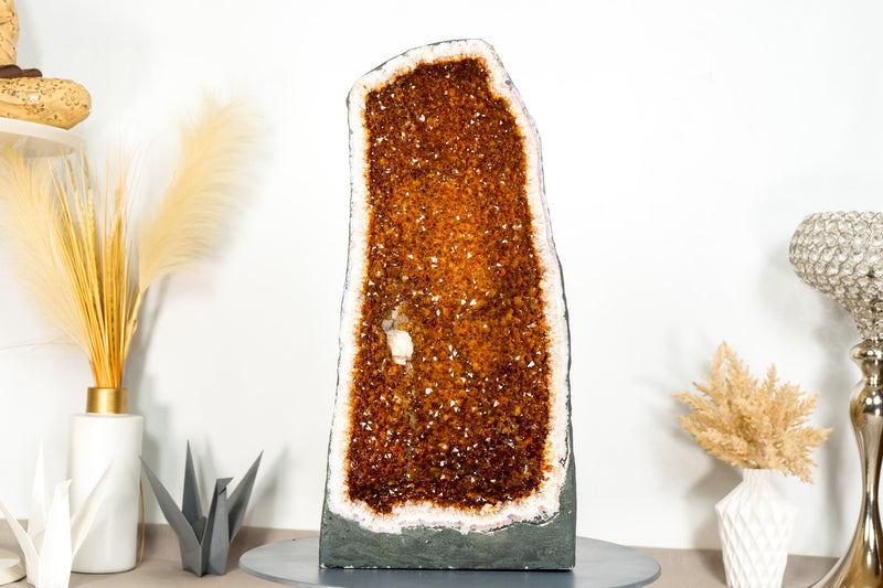 Large Citrine Geode Cathedral of AAA Quality, 24 In Tall Deep Orange Citrine - E2D Crystals & Minerals