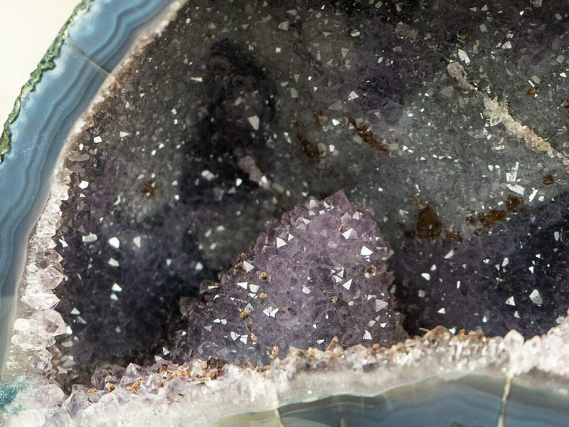 Natural Small Purple Amethyst Geode with Rare Calcite and Lace Agate, 1.4 Kg - 3.0 lb - E2D Crystals & Minerals
