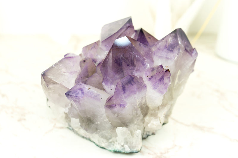 Rare Intact Amethyst Cluster with Purple Phantom Crystal Points from Brazil