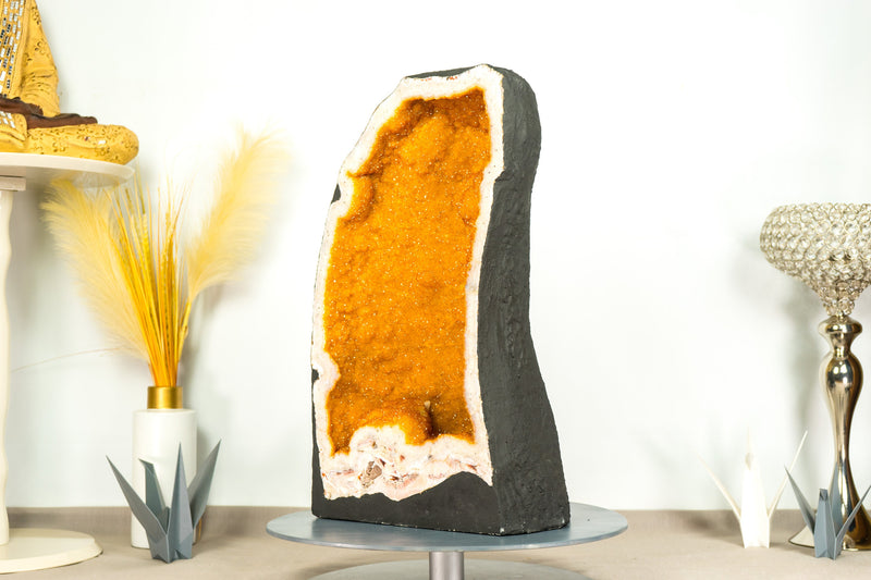 Rare Citrine Geode with World-Class Golden Yellow Galaxy Druzy - 49.0 Kg - 108 lb - E2D Crystals & Minerals