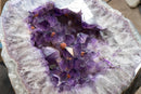 Purple Amethyst Geode Coffee Table on Handmade Stainless Steel Base