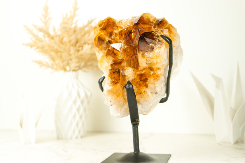 Natural Citrine Cluster with AAA Large Madeira Orange Citrine Druzy, A Statement Citrine for Decor or Healing