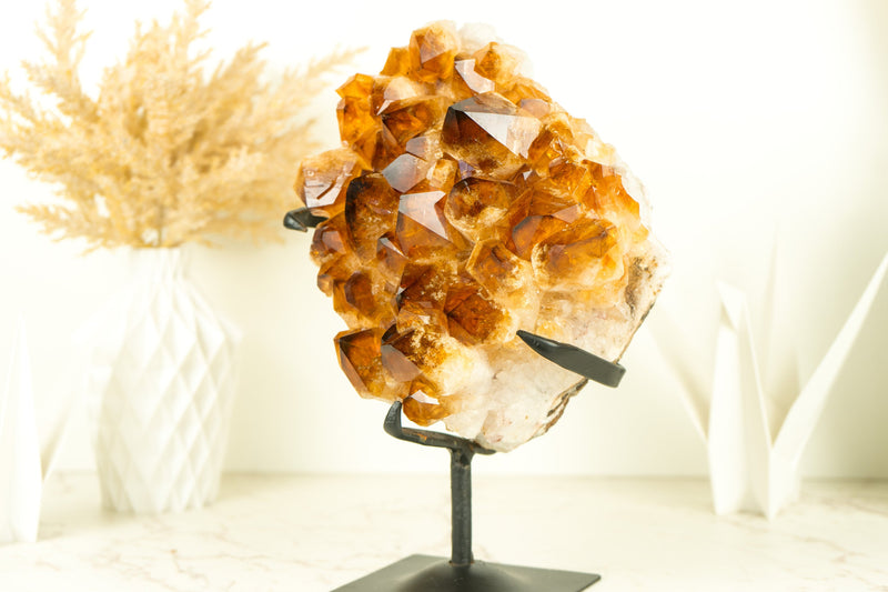 AAA Madeira Orange Natural Citrine Cluster with AAA Large Citrine Druzy: A Statement Citrine for Decor or Healing