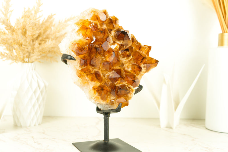 AAA Madeira Orange Natural Citrine Cluster with AAA Large Citrine Druzy: A Statement Citrine for Decor or Healing
