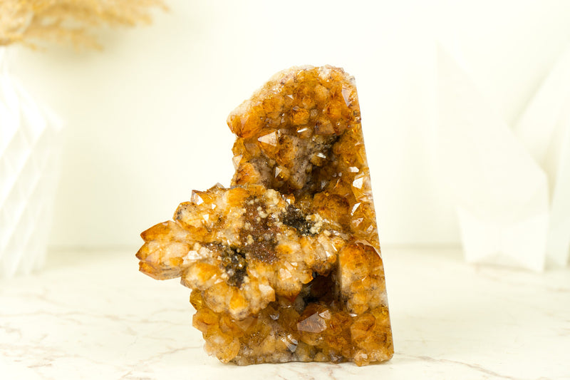 Display Grade Citrine Flower Cluster with Madeira Citrine Druzy and Goethite Inclusions, Self-Standing - 1.4 Kg - 3.1 lb - E2D Crystals & Minerals