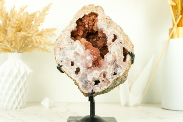 Pink Amethyst Geode with Deep Red, Shiny Amethyst Druzy