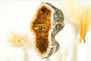 World-Class Citrine Geode with Shiny Golden Orange Citrine Crystal Druzy