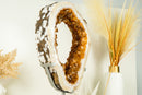 Rare Citrine Geode Slice with a Crown Formation and AAA Golden Orange Citrine Druzy on a Rotating Stand - E2D Crystals & Minerals
