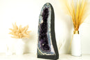 Rare Banded Agate Geode Cathedral with Dark Purple Amethyst, Calcite and Landscaped Agate Drawings
