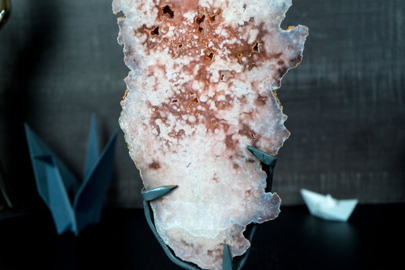 Tall High-Grade Pink Amethyst Slab, Double-Sided, with Sugar Druzy