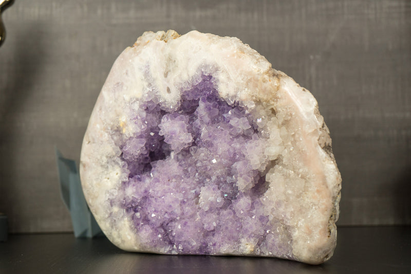 Pink and Lavender Amethyst Geode, All Natural with Flower Formations