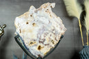 Rare Double-Sided Pink Amethyst Slab with Calcite Inclusions and Tiny Cave Formation - Natural, On Stand
