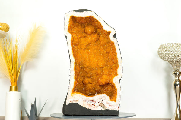 Gorgeous Large Citrine Geode with Rare Golden Yellow Galaxy Druzy - 49 Kg - 107 lb - E2D Crystals & Minerals