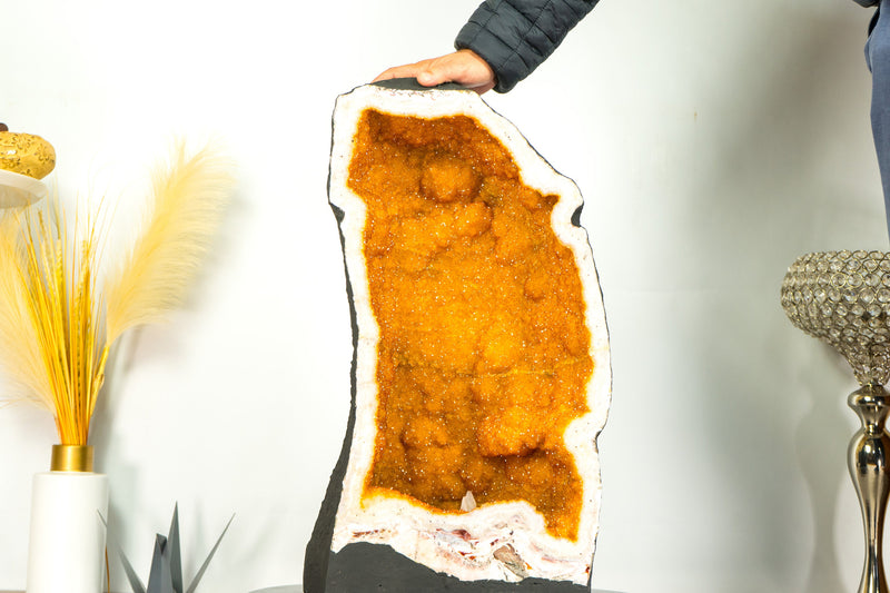 Gorgeous Large Citrine Geode with Rare Golden Yellow Galaxy Druzy - 49 Kg - 107 lb - E2D Crystals & Minerals