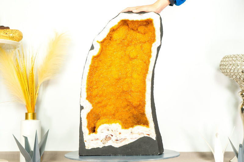 Rare Citrine Geode with World-Class Golden Yellow Galaxy Druzy - 49.0 Kg - 108 lb - E2D Crystals & Minerals
