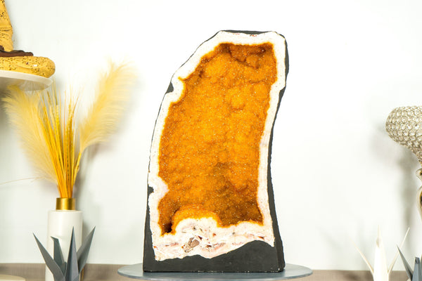 Rare Citrine Geode with World-Class Golden Yellow Galaxy Druzy - 49.0 Kg - 108 lb - E2D Crystals & Minerals