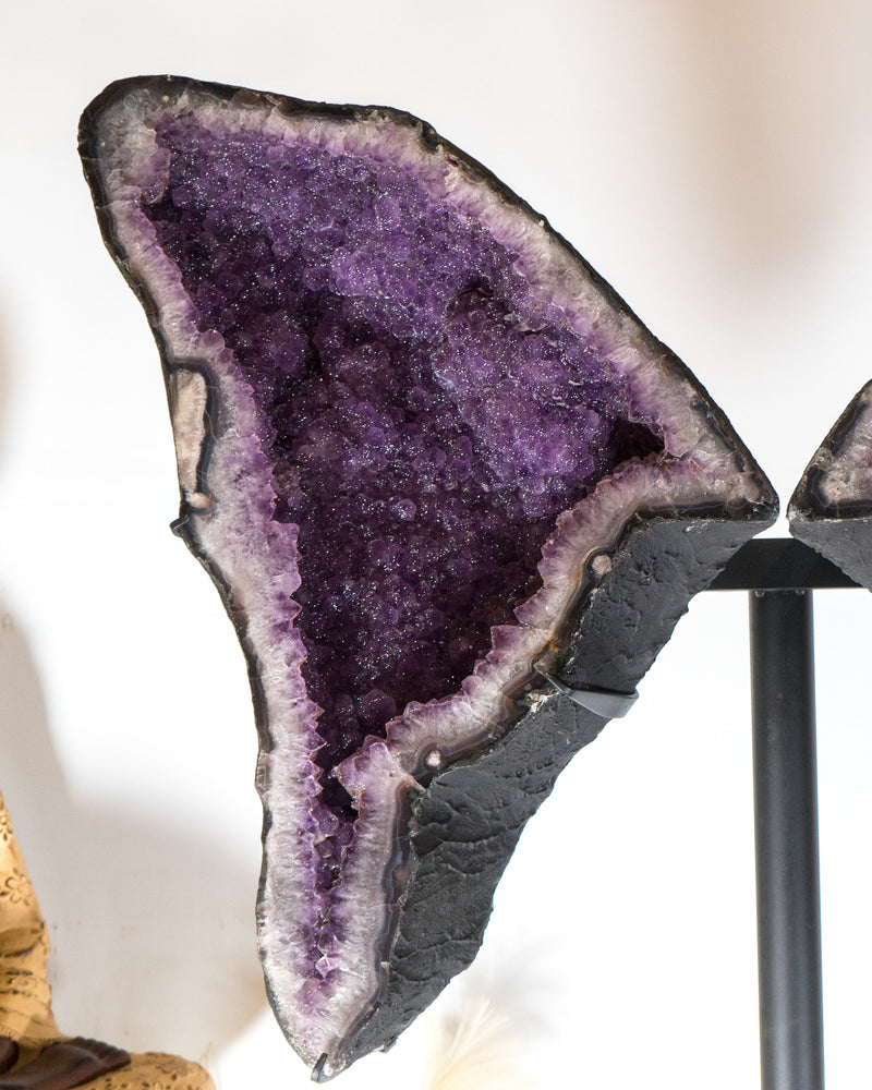 World Class Sugar Druzy Amethyst Geodes, Large and Tall Gallery Grade Amethyst Angel/Butterfly Wings Geodes