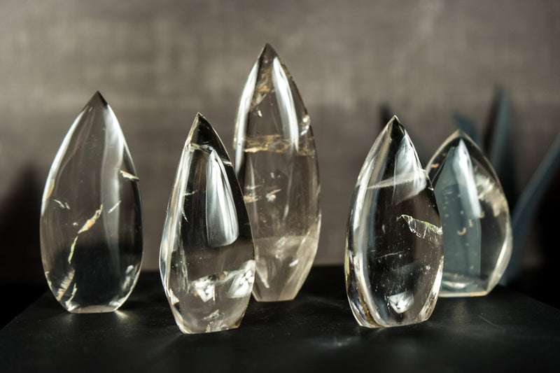 Set of 5 Water-Clear AAA Diamantina Quartz Flames