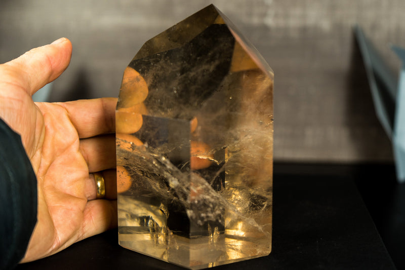 Natural AA Grade Light Smoky Quartz Obelisk Point, with Citrinated Color and Water-Clear Quality