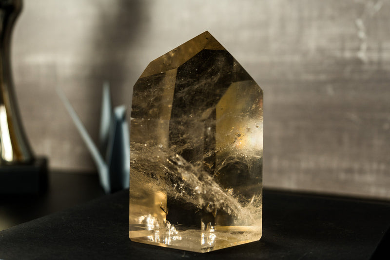 Natural AA Grade Light Smoky Quartz Obelisk Point, with Citrinated Color and Water-Clear Quality