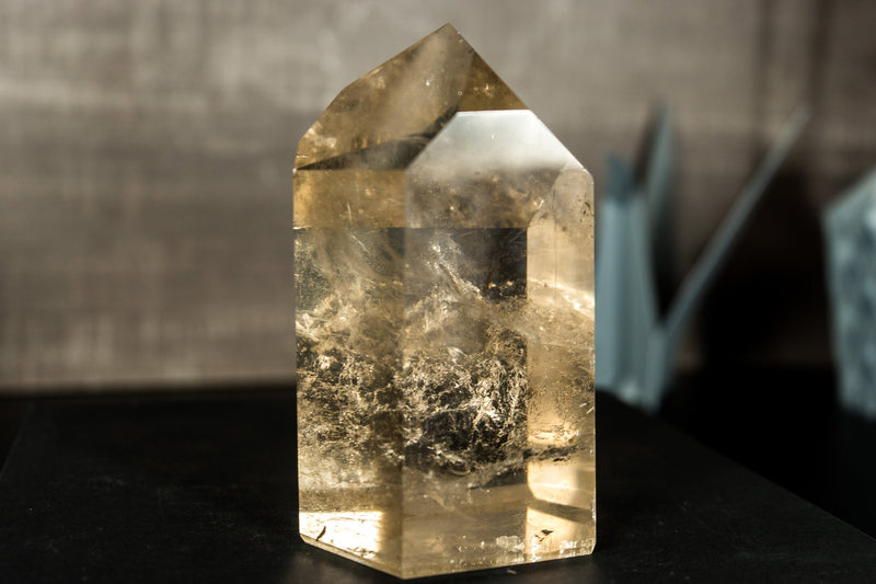 Natural AA Grade Light Smoky Quartz Obelisk Point, with Citrinated Color and Water-Clear Quality