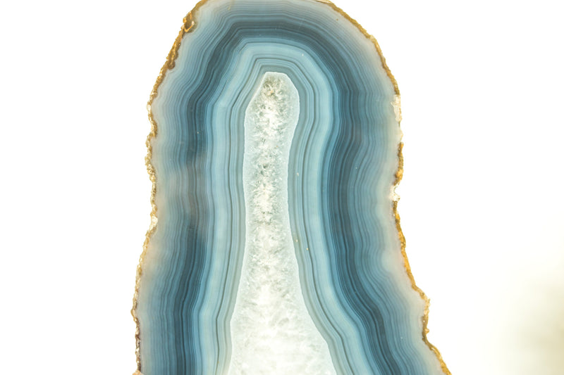 Tall White and Blue Lace Agate Geode Slice, Doube-Sided, Untreated
