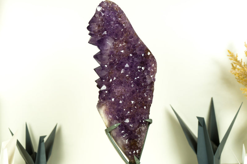 Deep Purple Amethyst Cluster with Sparkly, Display Quality Amethyst Druzy with Golden Goethite