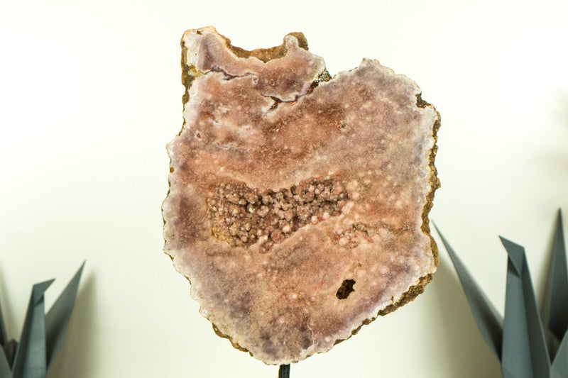 Pink Amethyst Geode Slice with Botryoidal Druzy