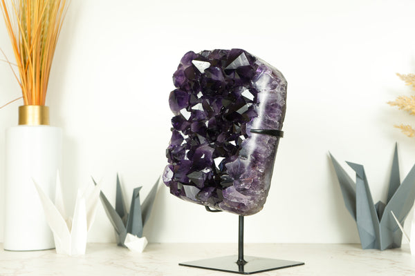 Natural Deep Purple Amethyst Cluster with Large Grape Jelly Amethyst Druzy