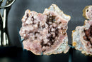 Glänzende tiefrote rosa Amethyst Schmetterlingsflügel Geode mit traubenförmigem Amethyst