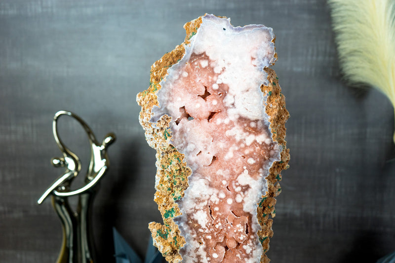 Tall High-Grade Pink Amethyst Slab, Double-Sided, with Sugar Druzy