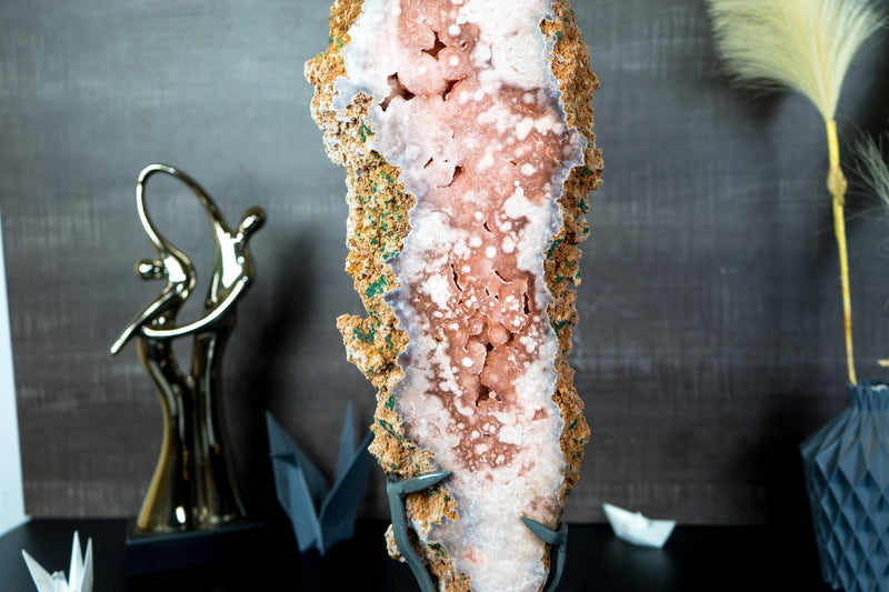 Tall High-Grade Pink Amethyst Slab, Double-Sided, with Sugar Druzy