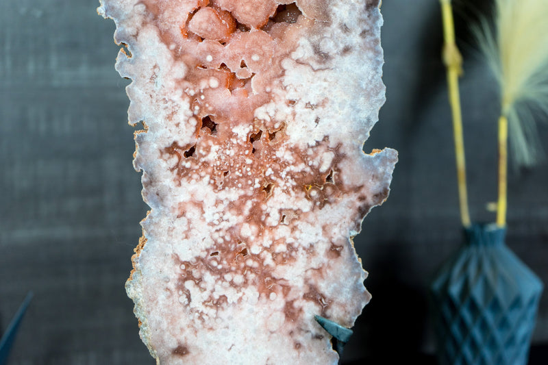 Tall High-Grade Pink Amethyst Slab, Double-Sided, with Sugar Druzy