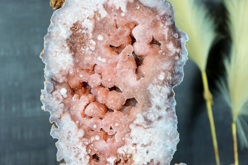 Tall High-Grade Pink Amethyst Slab, Double-Sided, with Sugar Druzy