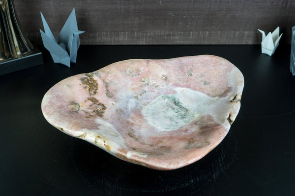 Large Natural Pink Amethyst Bowl, Hand Carved