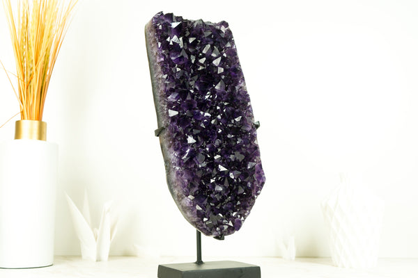 Tall Deep Purple Amethyst Cluster with High-Grade Grape Jelly Druzy