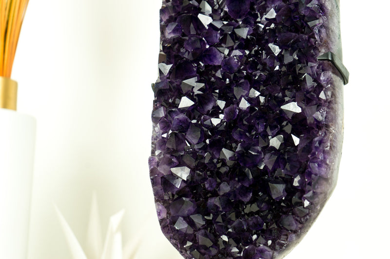 Tall Deep Purple Amethyst Cluster with High-Grade Grape Jelly Druzy