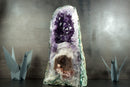 Super Rare Double-Chamber Amethyst Geode with Half Pink Quartz Druzy, Half Deep Purple Amethyst,