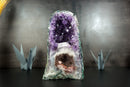 Super Rare Double-Chamber Amethyst Geode with Half Pink Quartz Druzy, Half Deep Purple Amethyst,