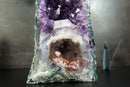 Super Rare Double-Chamber Amethyst Geode with Half Pink Quartz Druzy, Half Deep Purple Amethyst,