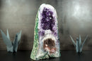 Super Rare Double-Chamber Amethyst Geode with Half Pink Quartz Druzy, Half Deep Purple Amethyst,