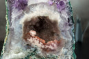 Super Rare Double-Chamber Amethyst Geode with Half Pink Quartz Druzy, Half Deep Purple Amethyst,